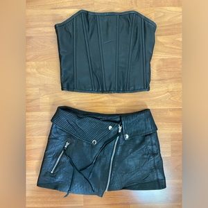Sexy black Understated 2 piece leather set.